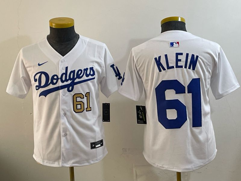 Youth 2025 Nike Los Angeles Dodgers #61 Klein White Game MLB Jersey 02->youth mlb jersey->Youth Jersey